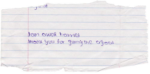 A thank you note from a Ugandan beneficiary